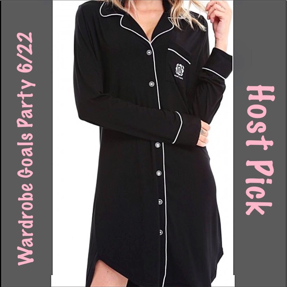 ๐HP๐Nora Twips Black Long Sleeve Sleep Dress - Picture 2 of 9